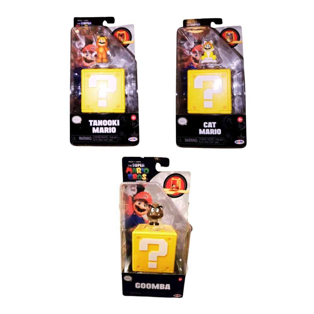Jakks Pacific Mario Movie 1.25" Mini Figures Cat Mario Tanooki Goomba